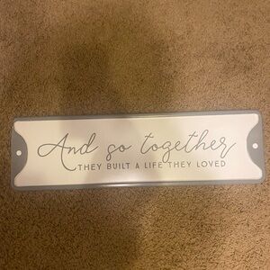 White and Gray Decorative Wall Sign